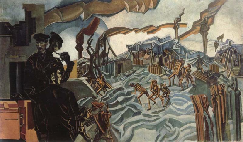 wyndham lewis a battery shelled oil painting image
